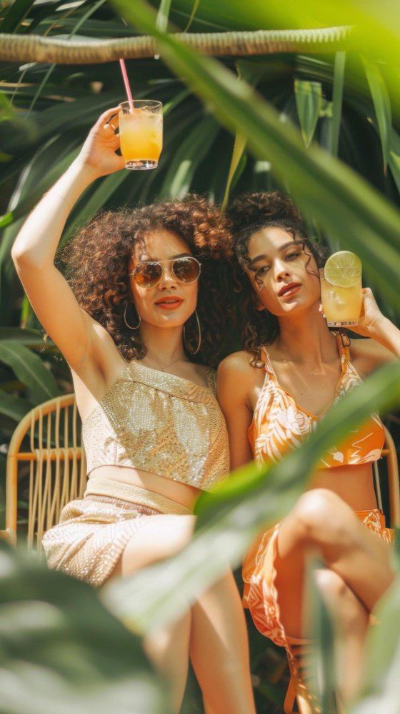 Duas mulheres em um momento de lazer.